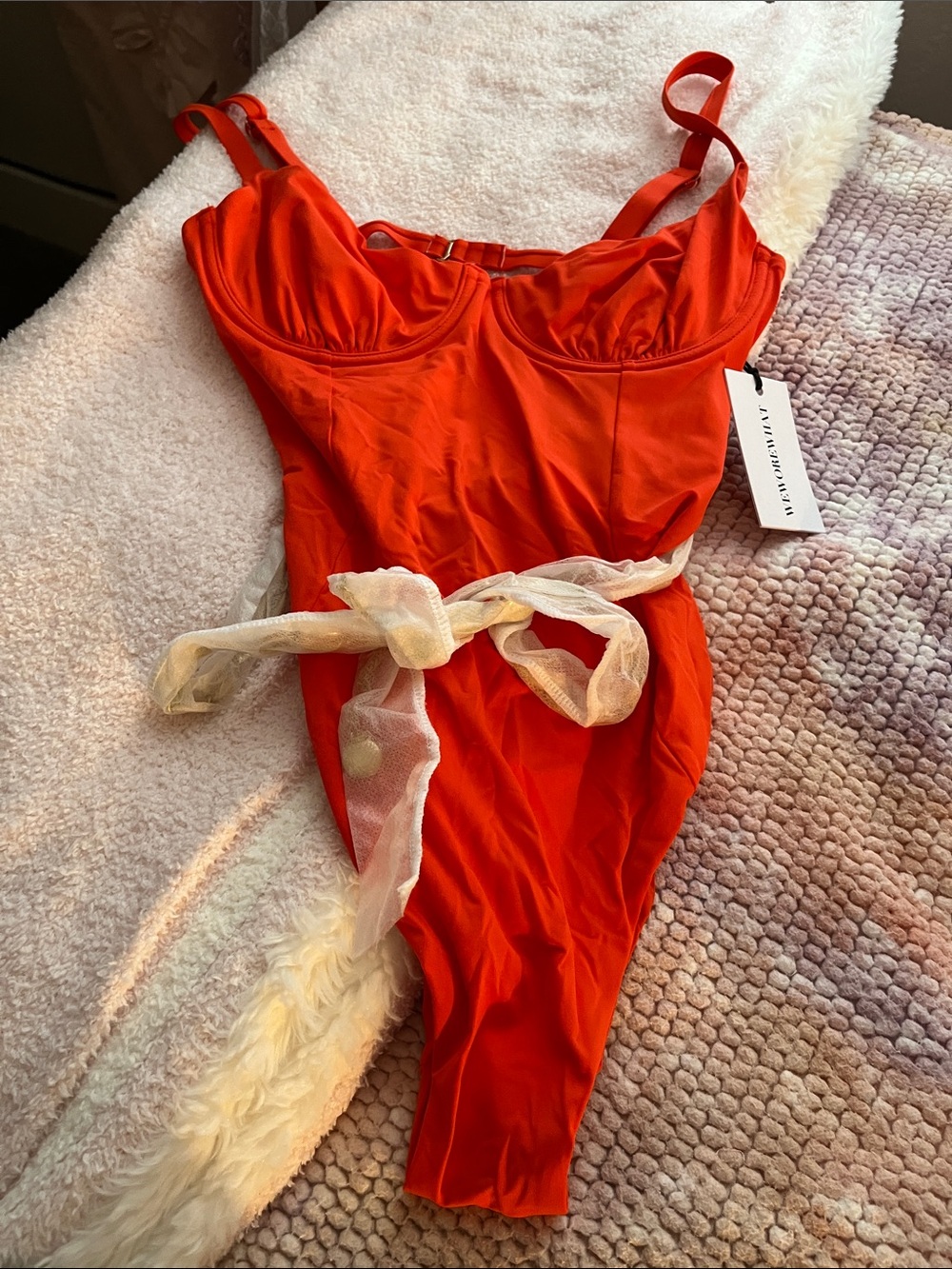 Red Sculpted Underwire Bathing Suit